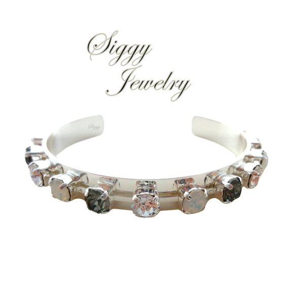 Jetsetter Cuff Bangle Bracelet made with Genuine Austrian Crystals in 6mm - Picture 4 of 7